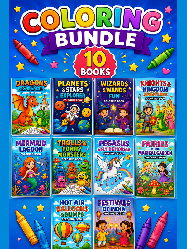 10 coloring Bundle Books